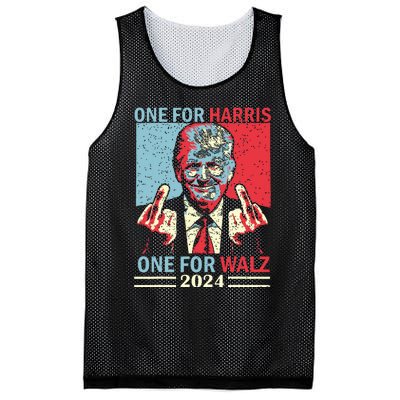 Donald Trump Middle Finger Harris Walz Usa Election Mesh Reversible Basketball Jersey Tank