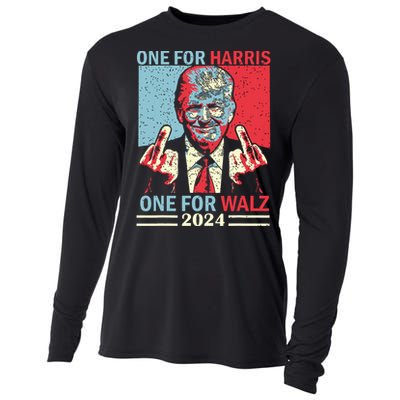 Donald Trump Middle Finger Harris Walz Usa Election Cooling Performance Long Sleeve Crew