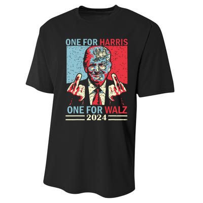 Donald Trump Middle Finger Harris Walz Usa Election Performance Sprint T-Shirt