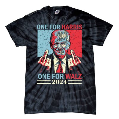 Donald Trump Middle Finger Harris Walz Usa Election Tie-Dye T-Shirt