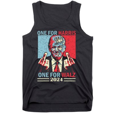 Donald Trump Middle Finger Harris Walz Usa Election Tank Top