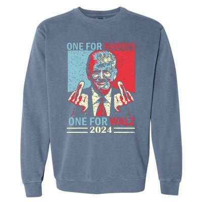 Donald Trump Middle Finger Harris Walz Usa Election Garment-Dyed Sweatshirt