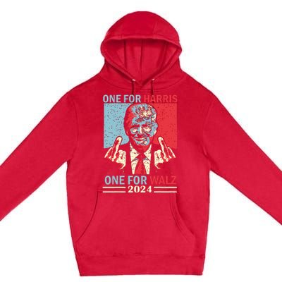 Donald Trump Middle Finger Harris Walz Usa Election Premium Pullover Hoodie