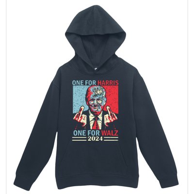 Donald Trump Middle Finger Harris Walz Usa Election Urban Pullover Hoodie