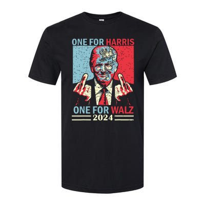 Donald Trump Middle Finger Harris Walz Usa Election Softstyle CVC T-Shirt