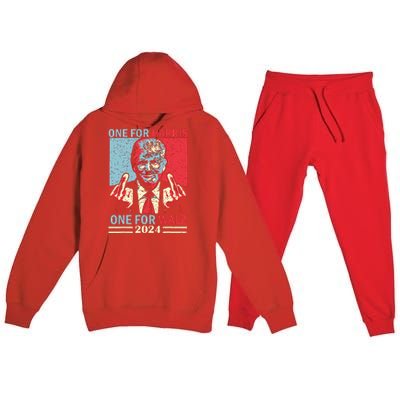 Donald Trump Middle Finger Harris Walz Usa Election Premium Hooded Sweatsuit Set