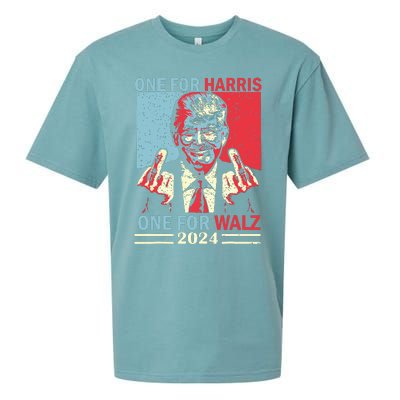 Donald Trump Middle Finger Harris Walz Usa Election Sueded Cloud Jersey T-Shirt