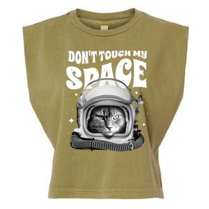 Don't Touch My Space Cat Garment-Dyed Women's Muscle Tee