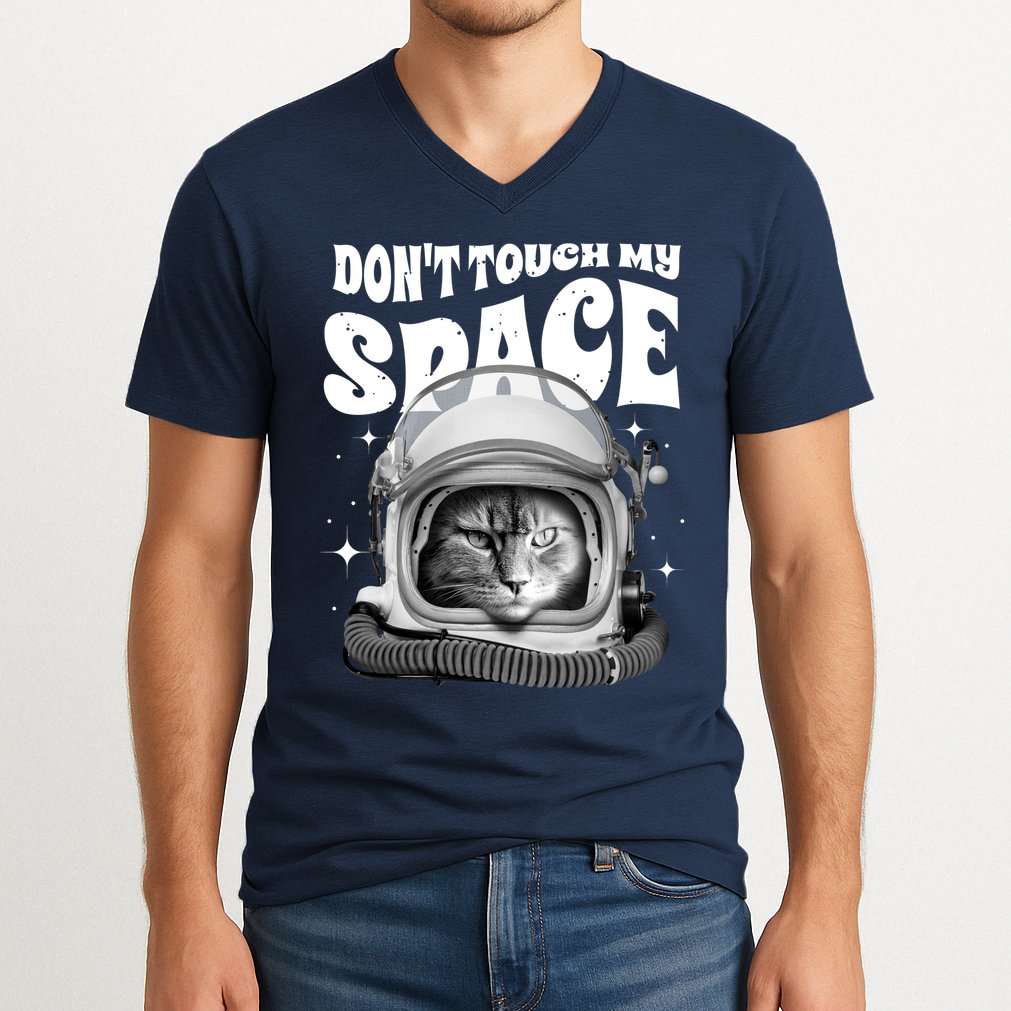 Don't Touch My Space Cat V-Neck T-Shirt