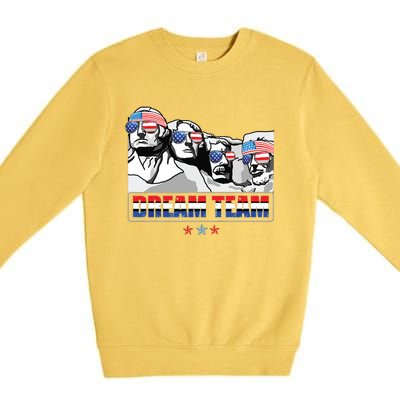 Dream Team Mount Rushmore Presidents 4th Of July Patriotic Premium Crewneck Sweatshirt