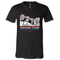 Dream Team Mount Rushmore Presidents 4th Of July Patriotic V-Neck T-Shirt