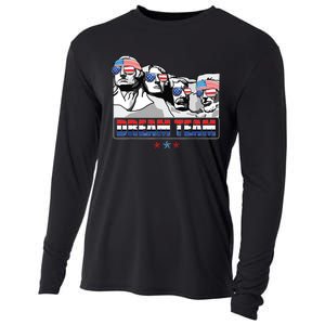 Dream Team Mount Rushmore Presidents 4th Of July Patriotic Cooling Performance Long Sleeve Crew