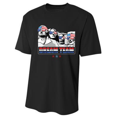 Dream Team Mount Rushmore Presidents 4th Of July Patriotic Performance Sprint T-Shirt