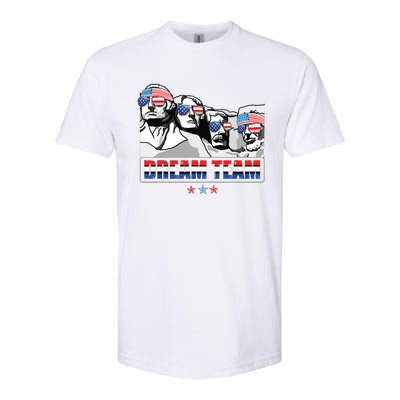 Dream Team Mount Rushmore Presidents 4th Of July Patriotic Softstyle CVC T-Shirt