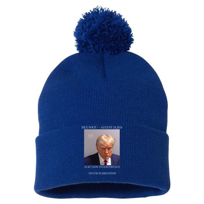 Donald Trump Mug Shot August 24 2024 Election Interference Pom Pom 12in Knit Beanie