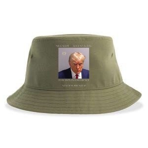 Donald Trump Mug Shot August 24 2024 Election Interference Sustainable Bucket Hat