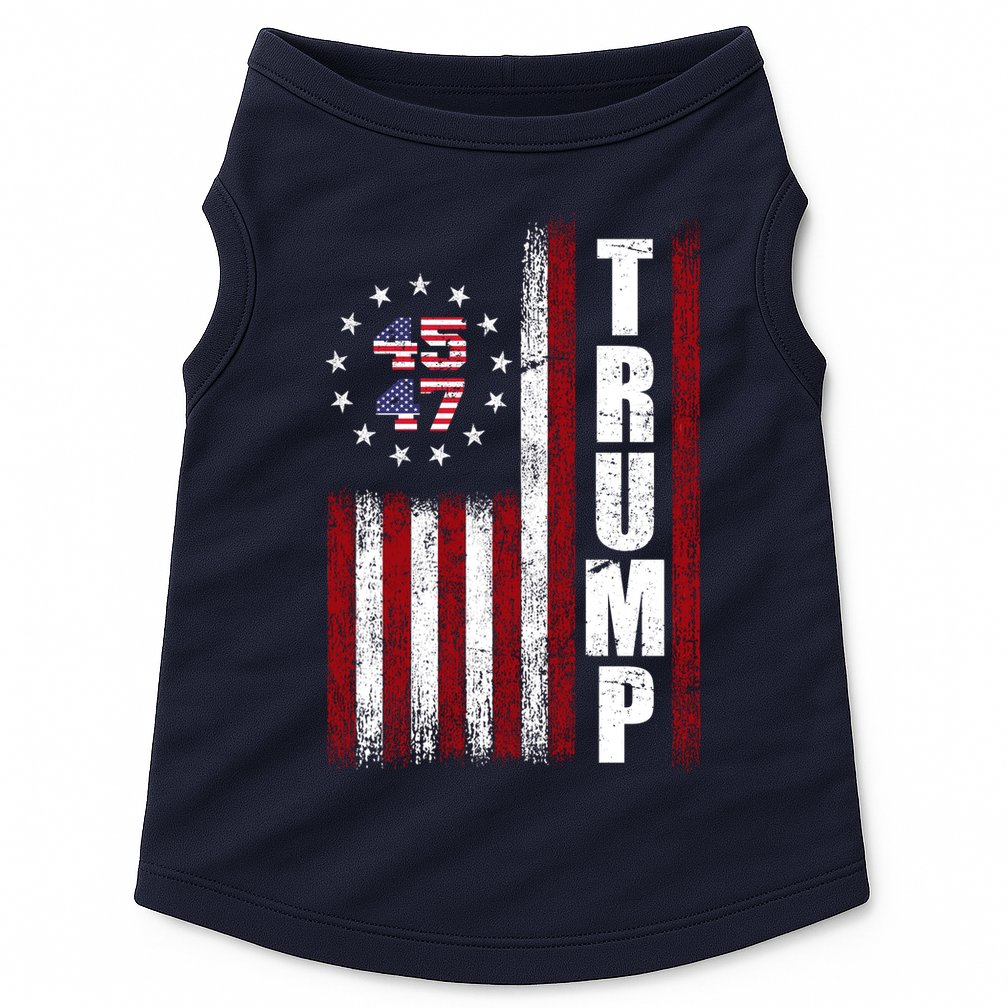 Donald Trump Merchandise 45 47 American Flag Doggie Tank