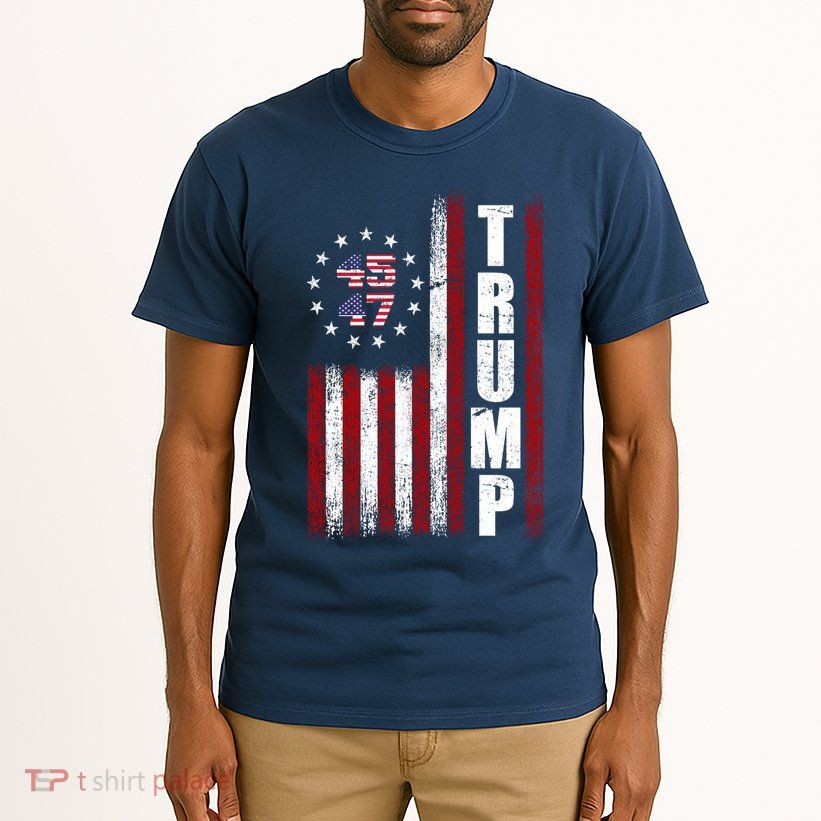 Donald Trump Merchandise 45 47 American Flag Tall T-Shirt