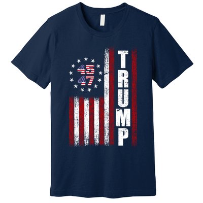 Donald Trump Merchandise 45 47 American Flag Premium T-Shirt