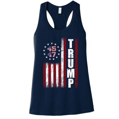 Donald Trump Merchandise 45 47 American Flag Womens Tank Top