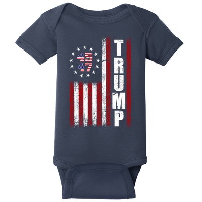 Donald Trump Merchandise 45 47 American Flag Baby Bodysuit