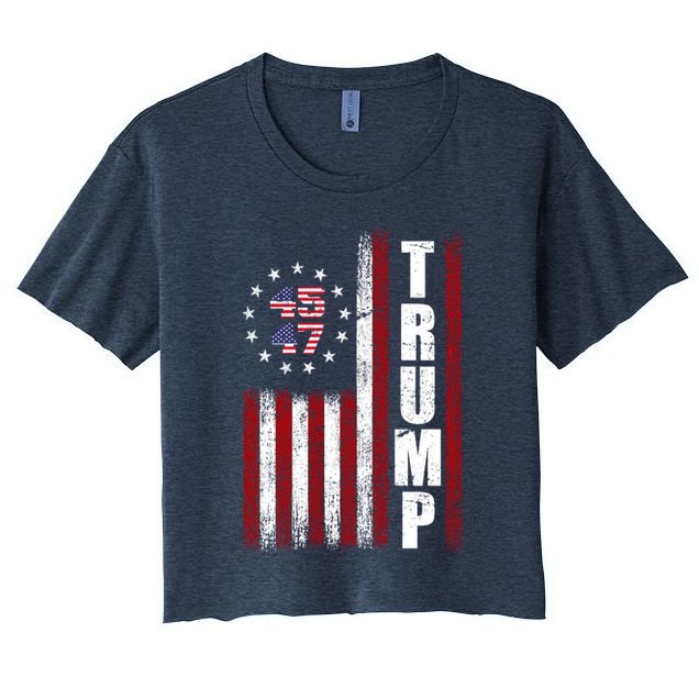 Donald Trump Merchandise 45 47 American Flag Crop Top
