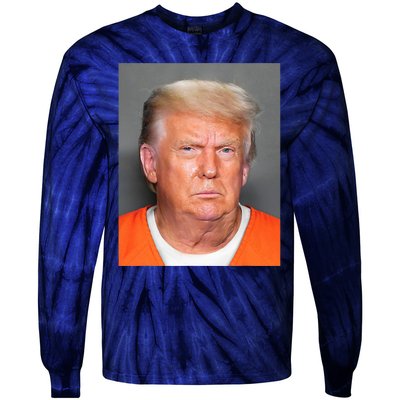 Donald Trump Mug Shot Tie-Dye Long Sleeve Shirt