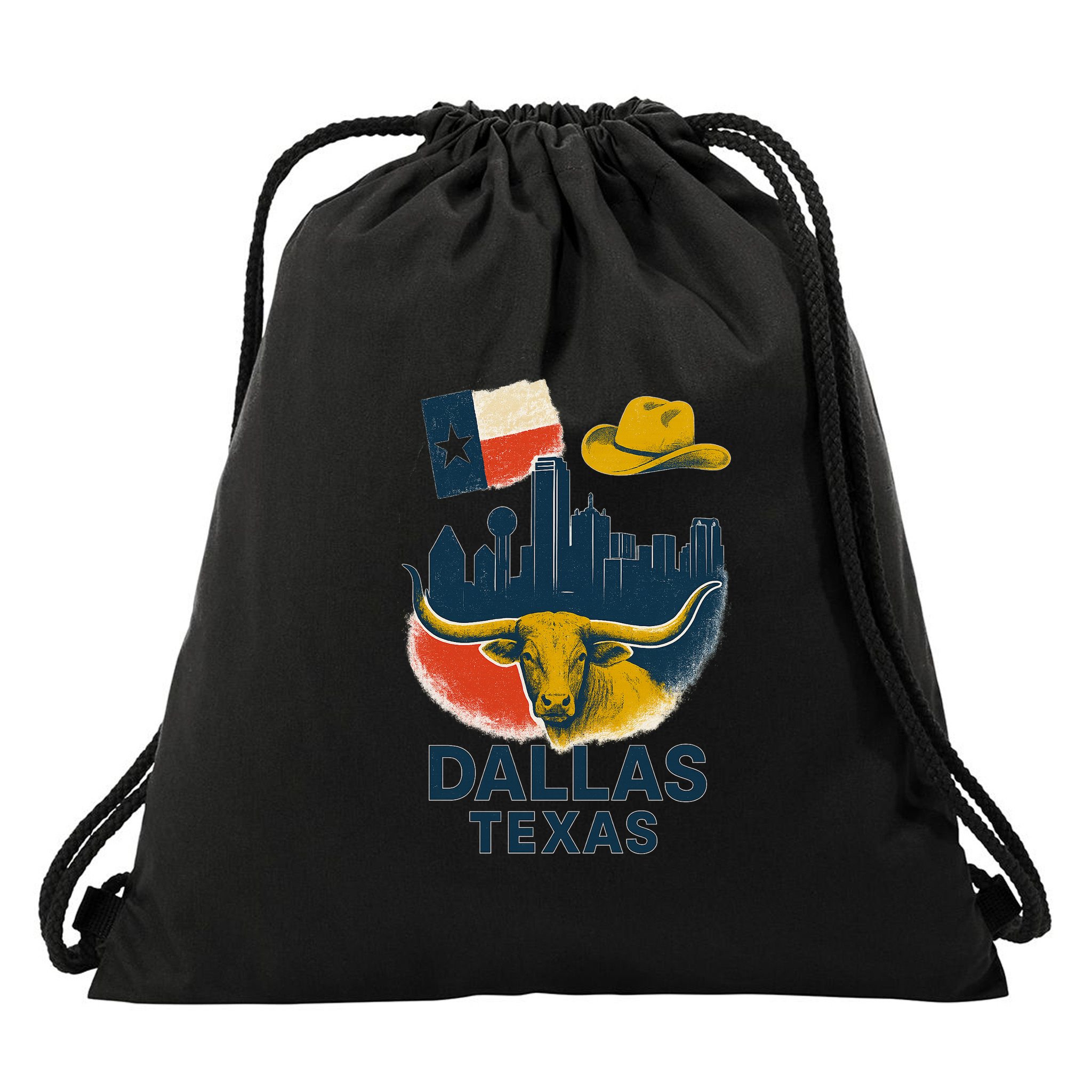 Dallas Texas Modern Collage Drawstring Bag