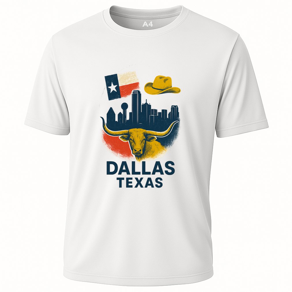 Dallas Texas Modern Collage Cooling Performance Crew T-Shirt