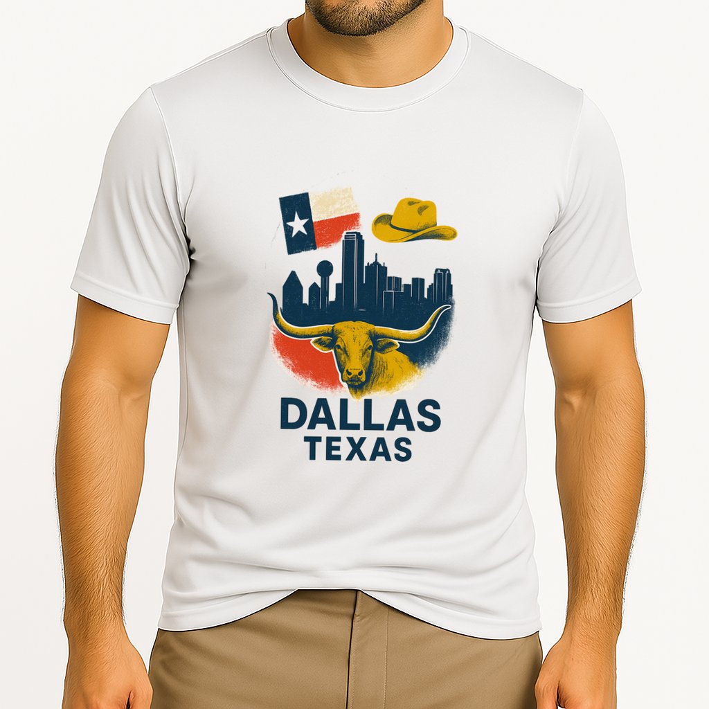 Dallas Texas Modern Collage Cooling Performance Crew T-Shirt