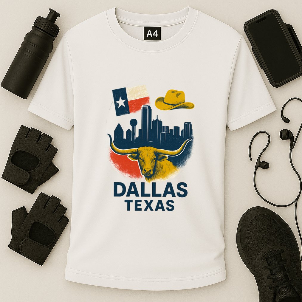 Dallas Texas Modern Collage Cooling Performance Crew T-Shirt