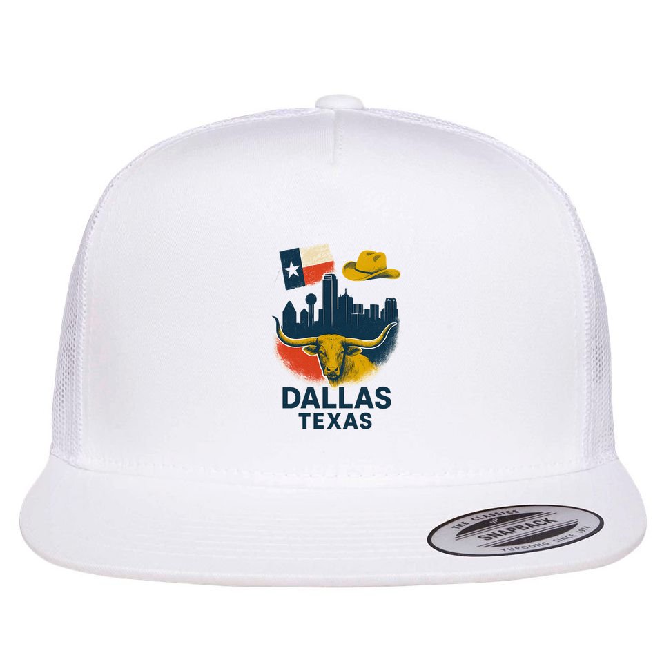 Dallas Texas Modern Collage Flat Bill Trucker Hat