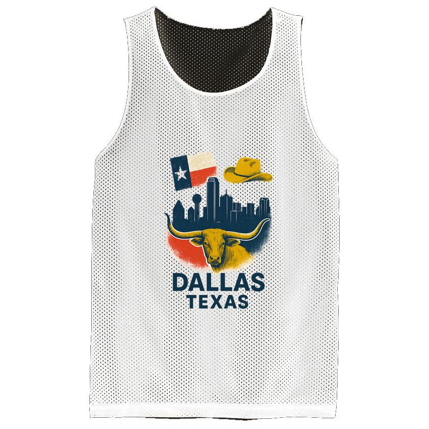Dallas Texas Modern Collage Mesh Reversible Basketball Jersey Tank