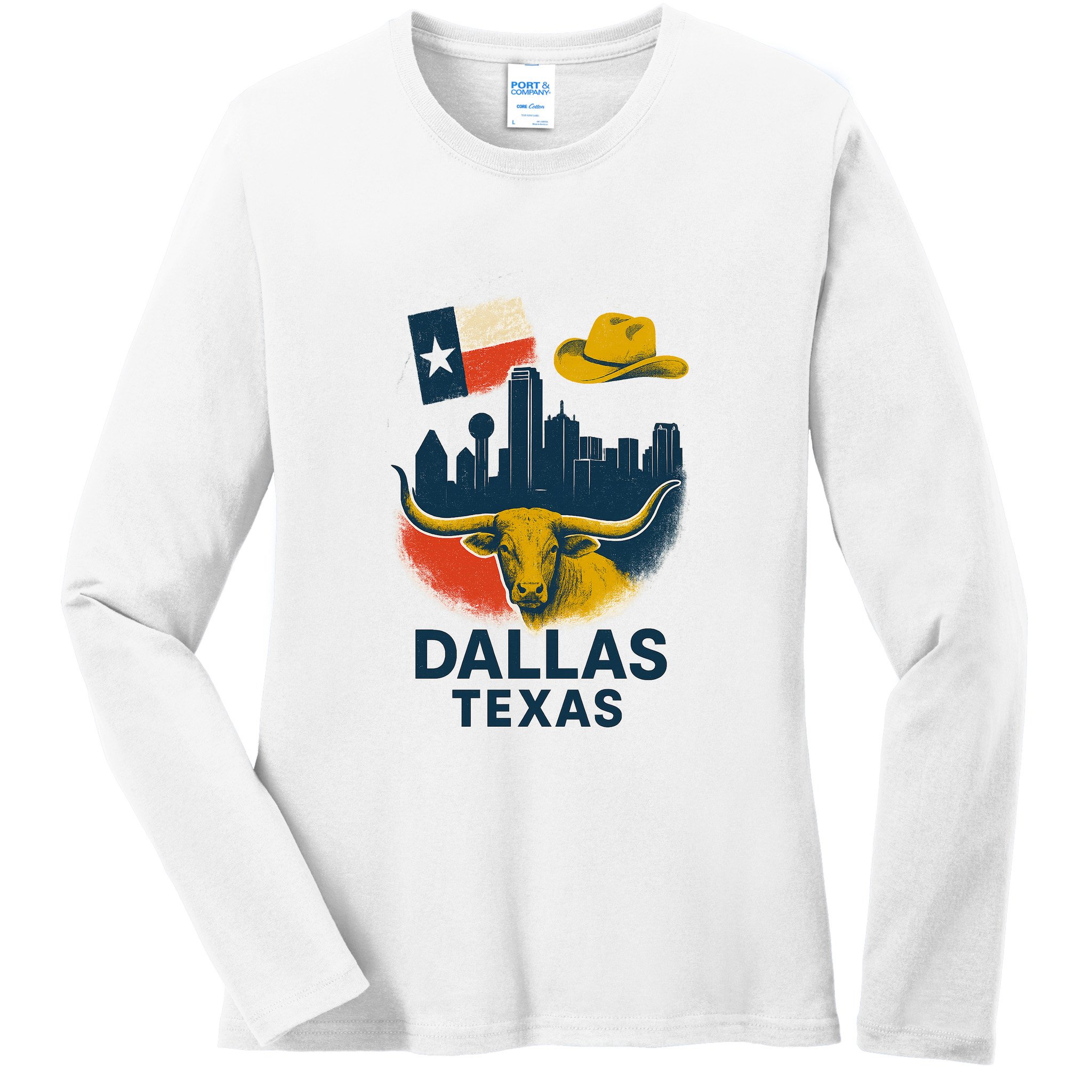 Dallas Texas Modern Collage Ladies Long Sleeve Shirt