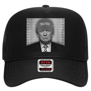 Donald Trump Mugshot Make America Great Again High Crown Mesh Back Trucker Hat