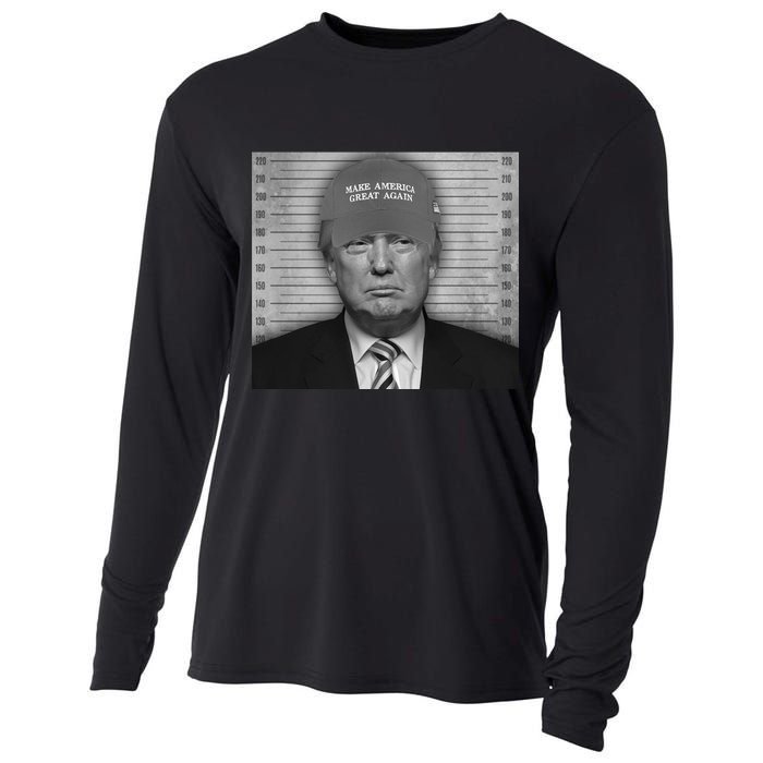 Donald Trump Mugshot Make America Great Again Cooling Performance Long Sleeve Crew