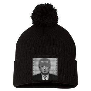 Donald Trump Mugshot Make America Great Again Pom Pom 12in Knit Beanie