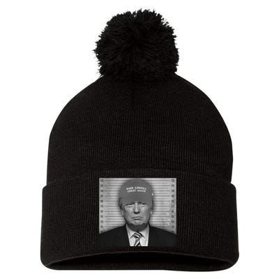 Donald Trump Mugshot Make America Great Again Pom Pom 12in Knit Beanie