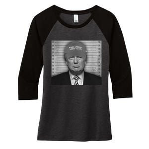 Donald Trump Mugshot Make America Great Again Women's Tri-Blend 3/4-Sleeve Raglan Shirt