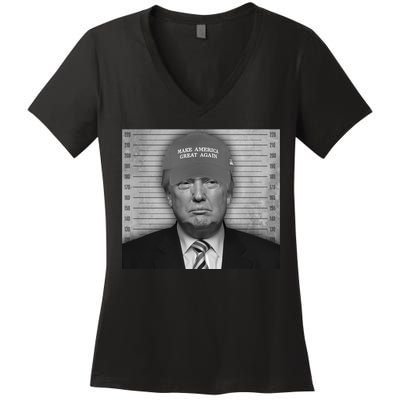 Donald Trump Mugshot Make America Great Again Women's V-Neck T-Shirt