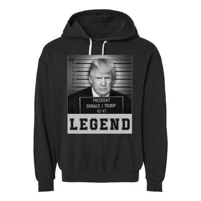 Donald Trump Mug Shot Legend Trump Mugshot 2024 Garment-Dyed Fleece Hoodie