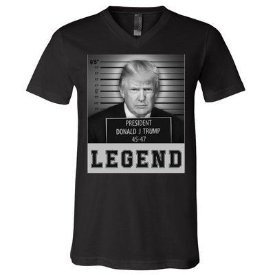 Donald Trump Mug Shot Legend Trump Mugshot 2024 V-Neck T-Shirt