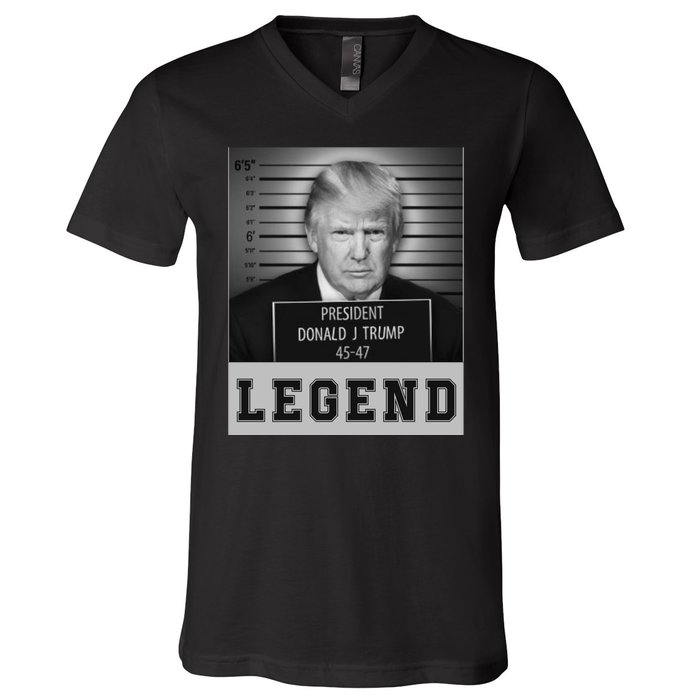 Donald Trump Mug Shot Legend Trump Mugshot 2024 V-Neck T-Shirt