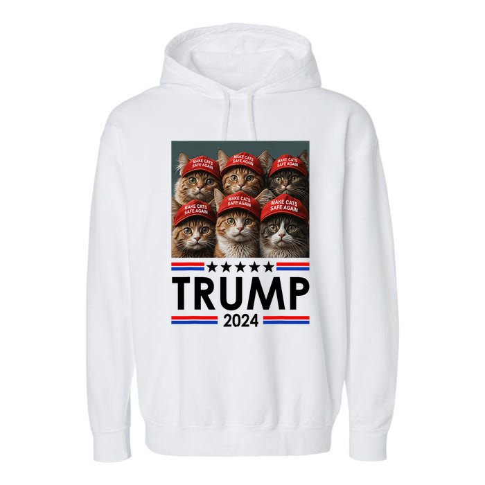 Donald Trump Make Cats Safe Again 2024 Debate Funny 2024 Election Garment-Dyed Fleece Hoodie