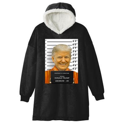 Donald Trump Mugshot Jail Prison Hooded Wearable Blanket