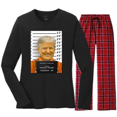 Donald Trump Mugshot Jail Prison Women's Long Sleeve Flannel Pajama Set 