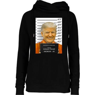 Donald Trump Mugshot Jail Prison Womens Funnel Neck Pullover Hood