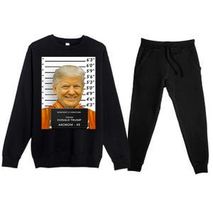 Donald Trump Mugshot Jail Prison Premium Crewneck Sweatsuit Set