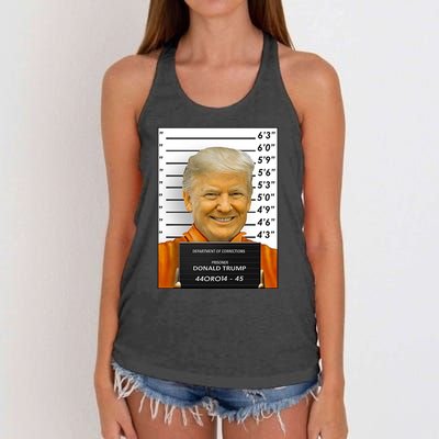 Donald Trump Mugshot Jail Prison Women's Knotted Racerback Tank