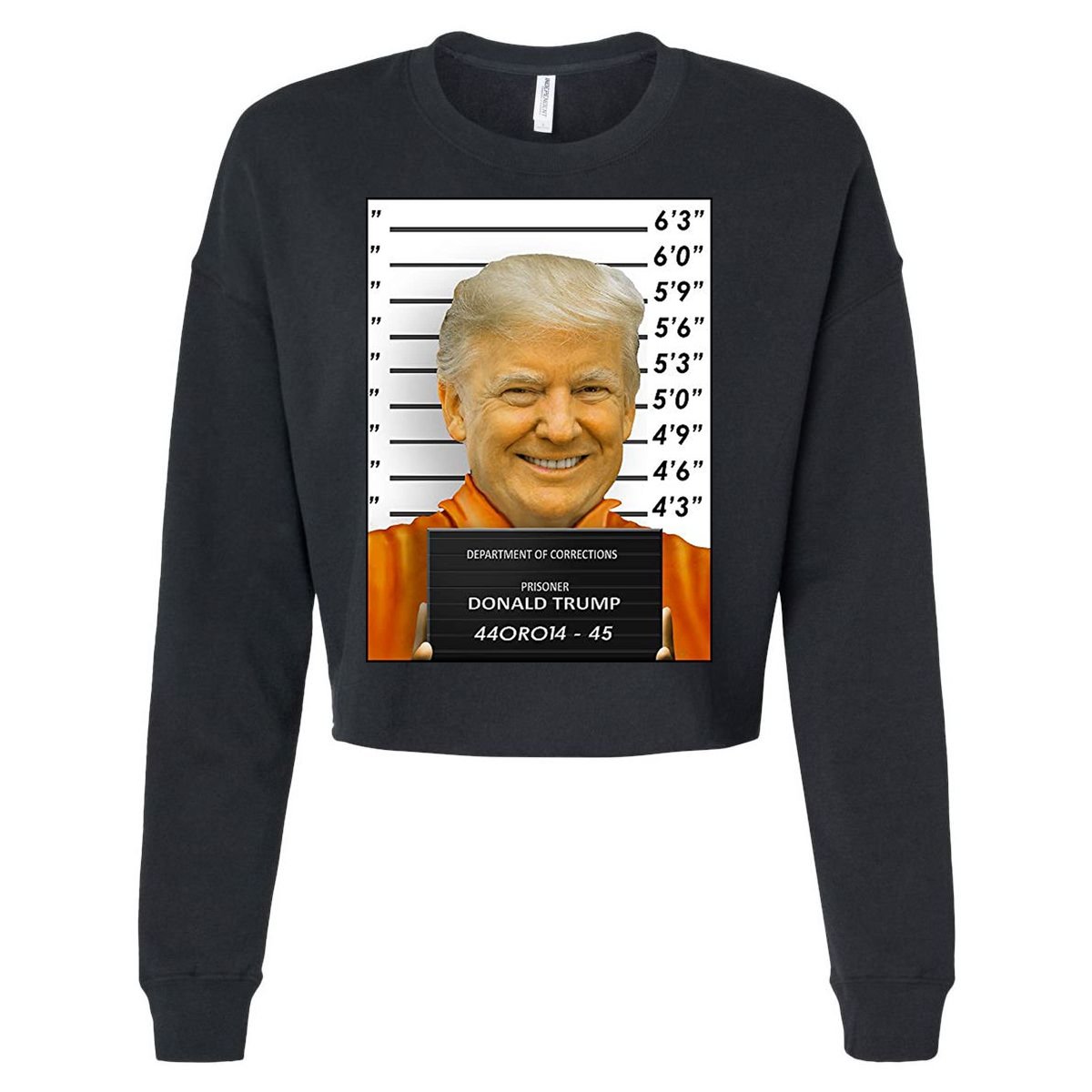 Donald Trump Mugshot Jail Prison Cropped Pullover Crew